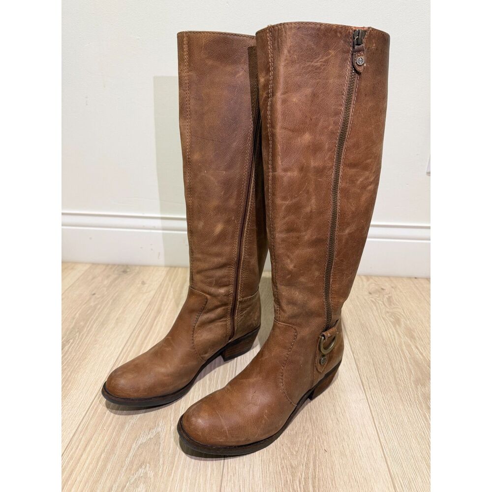Antonio Melani Brown Leather Knee High Riding Boots Size 8
